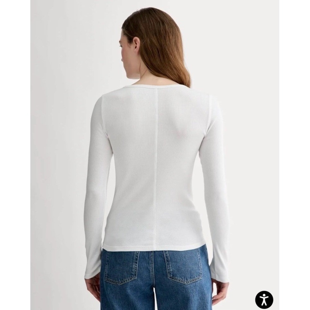 Everlane NWT Supima Cotton Luxe Micro-rib Long Sleeve Crew White Medium - Picture 2 of 8